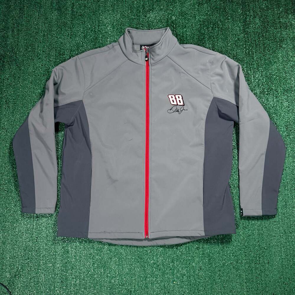 Mens Racing Chase Authentics Dale Jr. #88 Grey Full-Zip Jacket Large